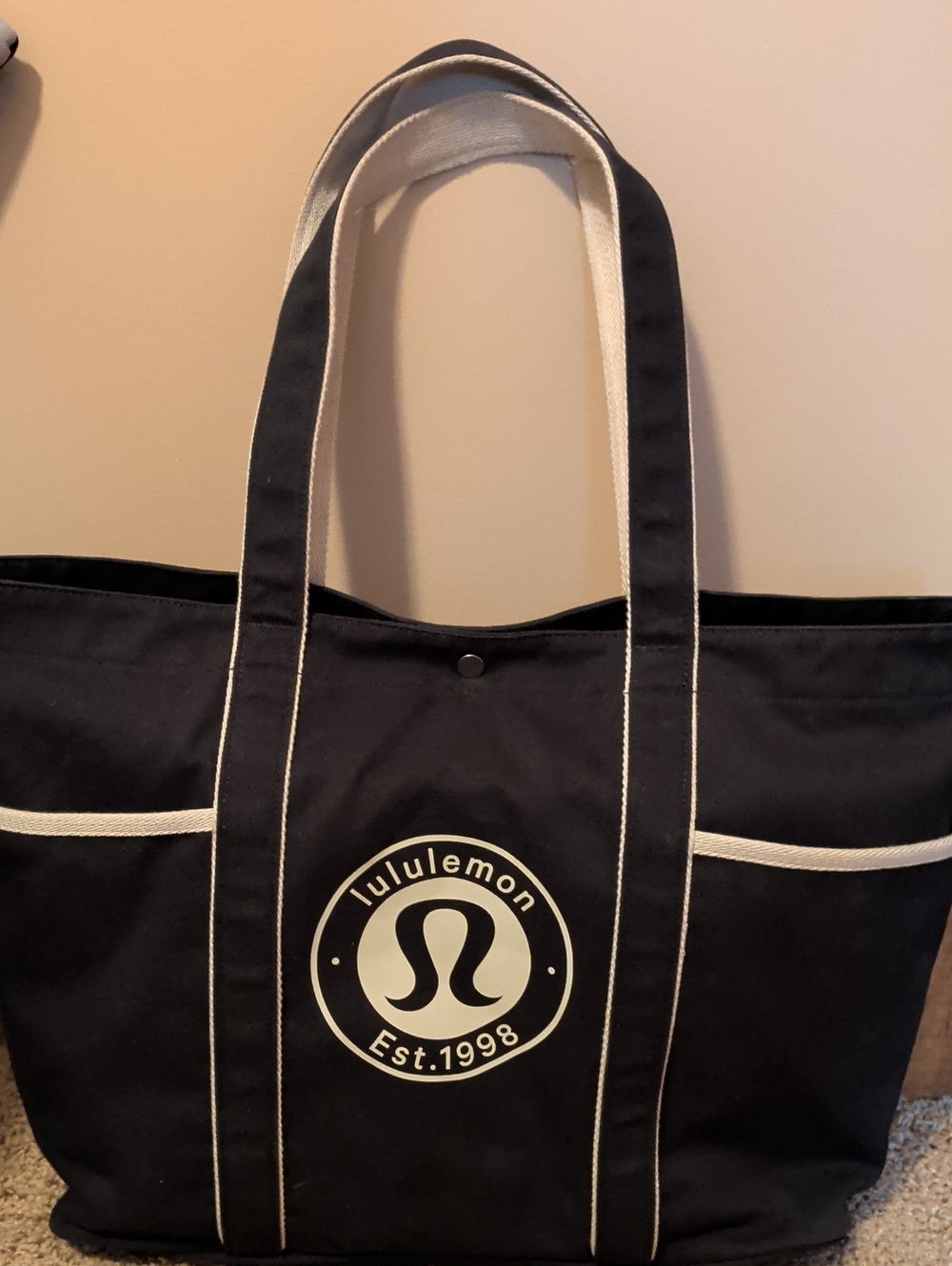 lululemon athletica Black Tote with Cream Trim